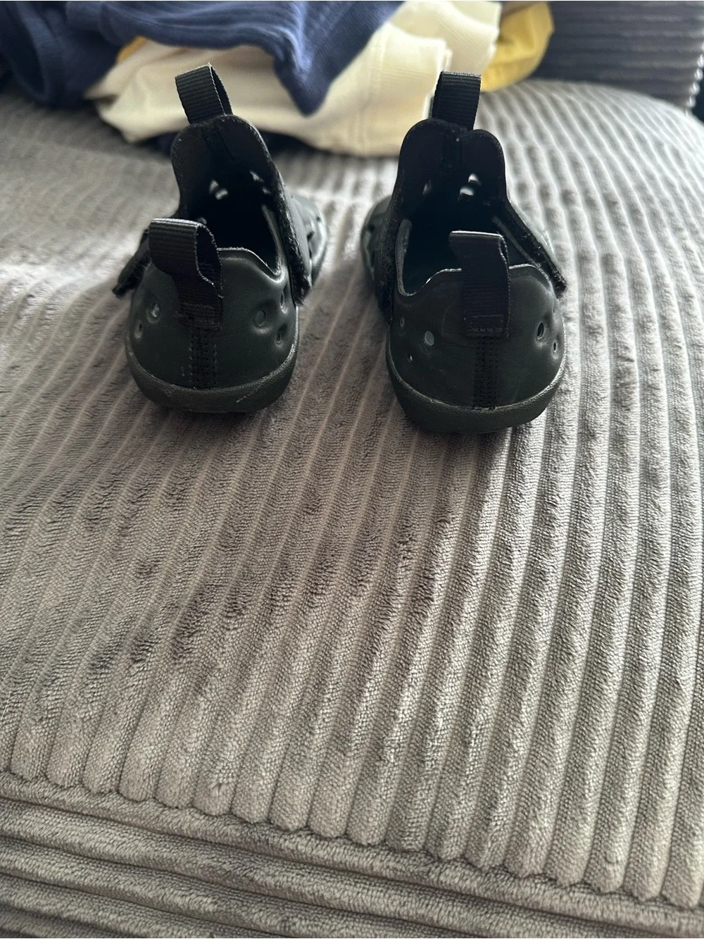 Nike Kids Black Slip-On Water Shoes with White Swoosh